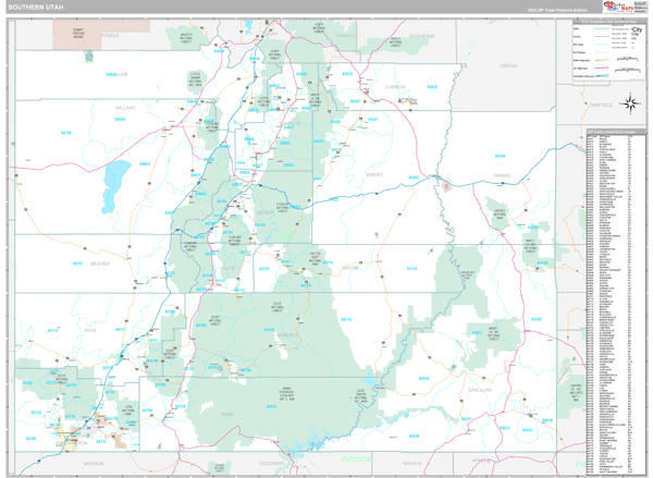 Utah Southern Sectional Zip Code Map