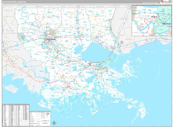Louisiana South Eastern Sectional Zip Code Map