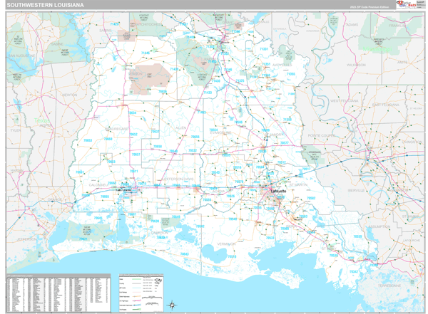 Louisiana South Western  Wall Map