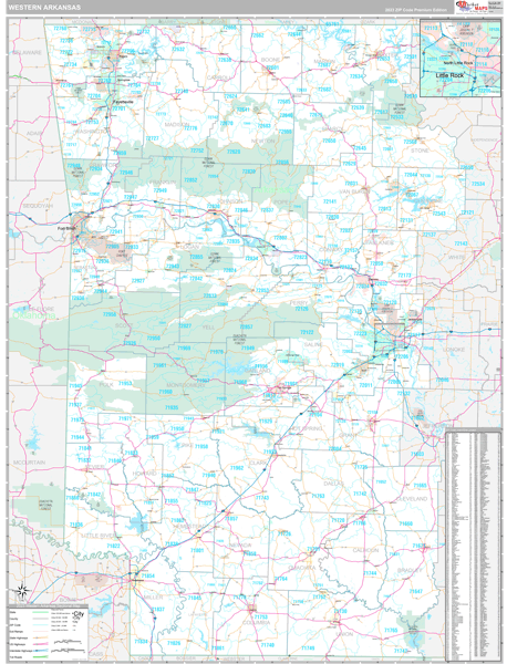 Arkansas Western  Wall Map
