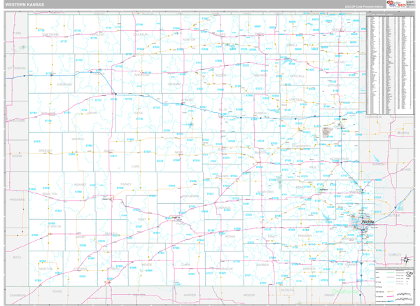 Kansas Western Sectional Zip Code Map