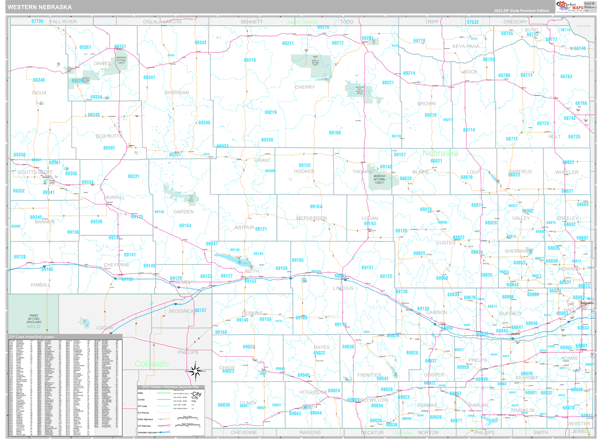 Nebraska Western  Wall Map