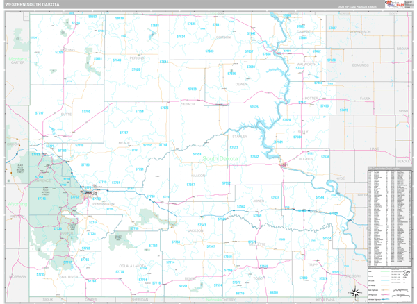 South Dakota Western  Wall Map