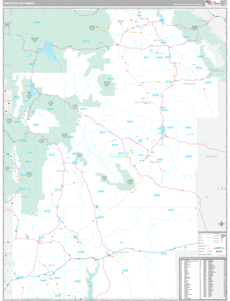 Wyoming Western 5 Digit Zip Code Maps Premium 8589