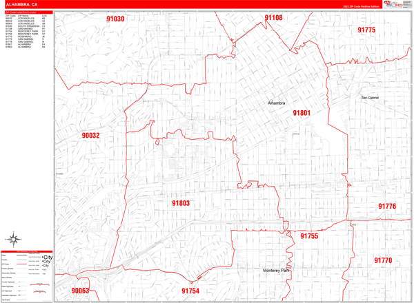 Alhambra City Map Book Red Line Style