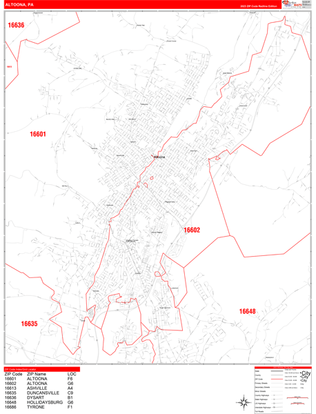 Altoona City Digital Map Red Line Style