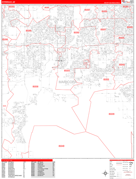 Avondale, AZ Zip Code Map