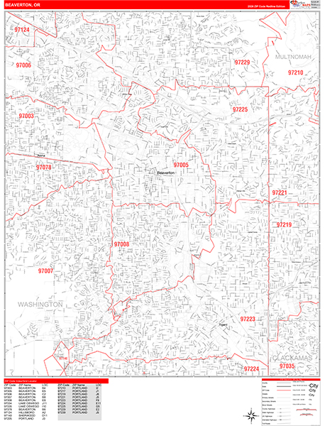 Beaverton, OR Zip Code Map