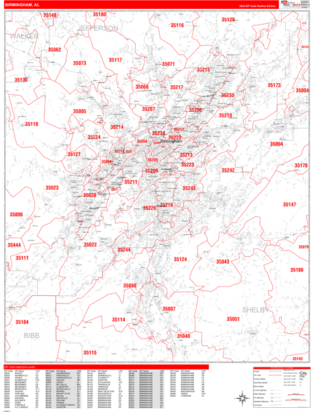 Birmingham City Digital Map Red Line Style