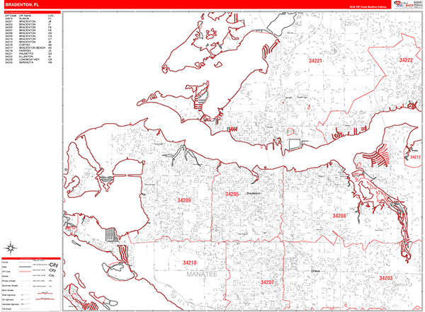 Bradenton, FL Zip Code Map