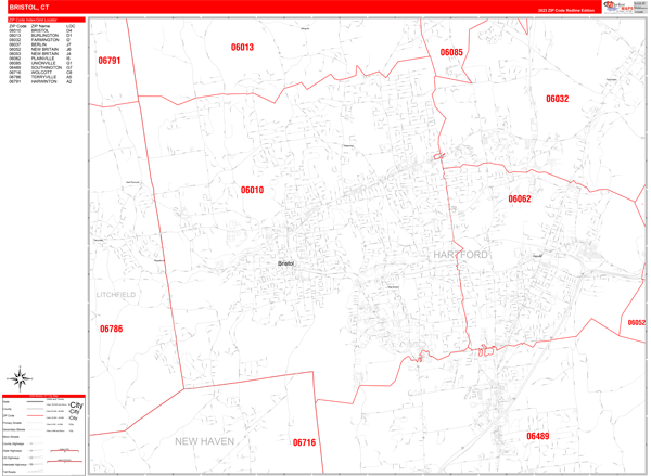 Bristol City Digital Map Red Line Style