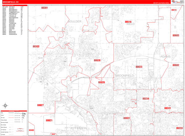 Broomfield City Map Book Red Line Style