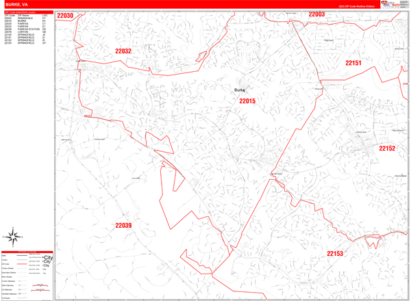 Burke City Digital Map Red Line Style