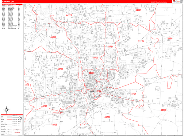 Canton, OH Zip Code Map