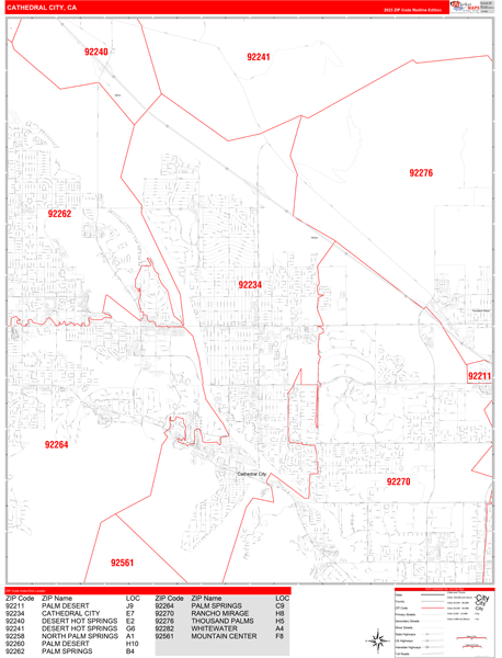 Cathedral City California 5 Digit Zip Code Maps - Basic