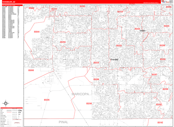Chandler, AZ Zip Code Map