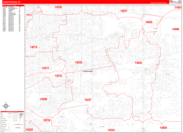 Cheektowaga City Digital Map Red Line Style