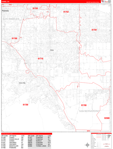 Chino City Digital Map Red Line Style
