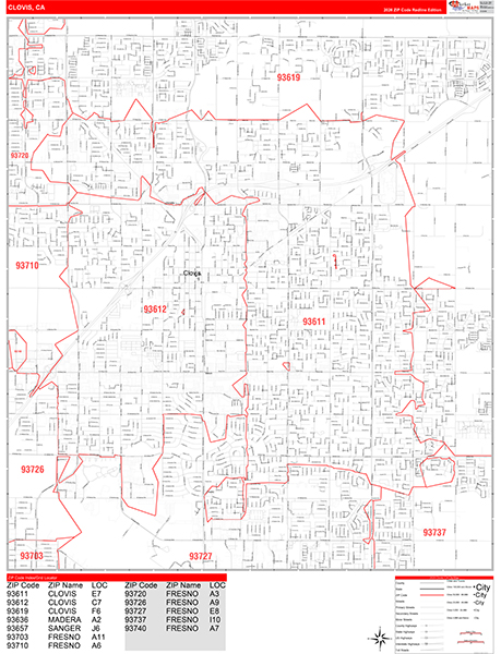 Clovis Map Red Line Style