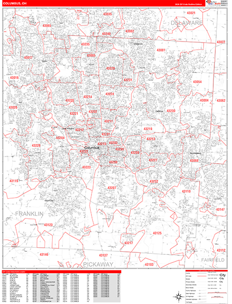 Columbus, OH Zip Code Map