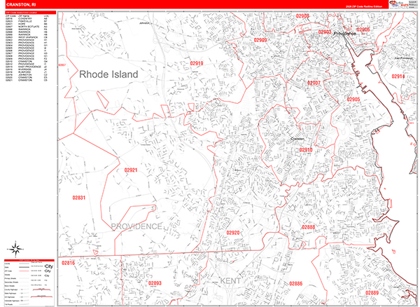 Cranston, RI Zip Code Map