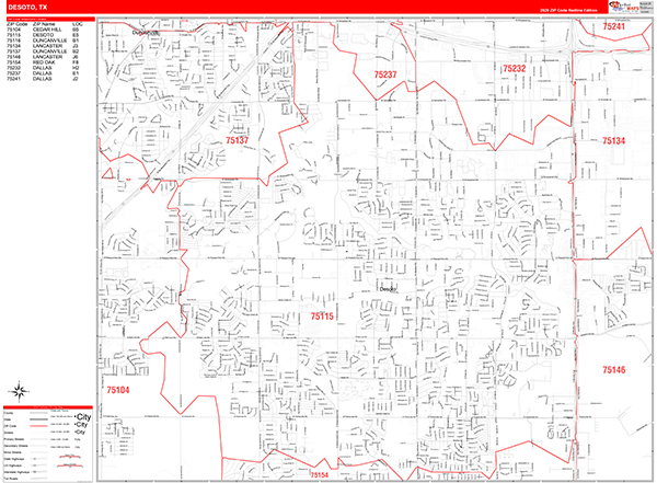 DeSoto, TX Zip Code Map