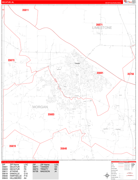 Decatur City Digital Map Red Line Style