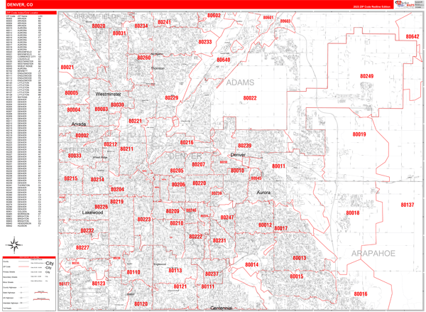Denver City Map Book Red Line Style