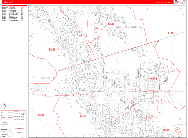 Dublin Map Red Line Style