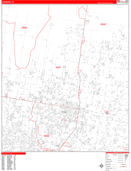 Edinburg, TX Zip Code Map