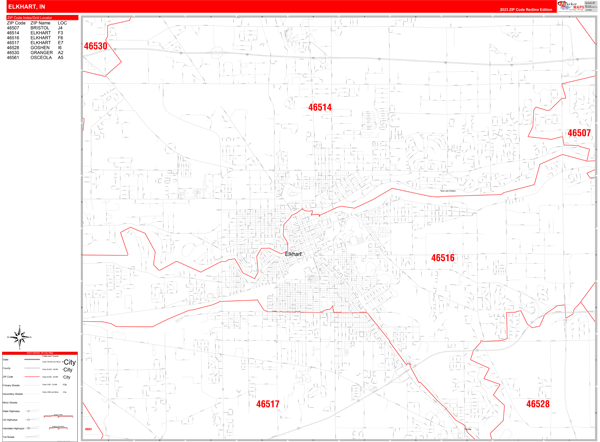 Elkhart City Map Book Red Line Style