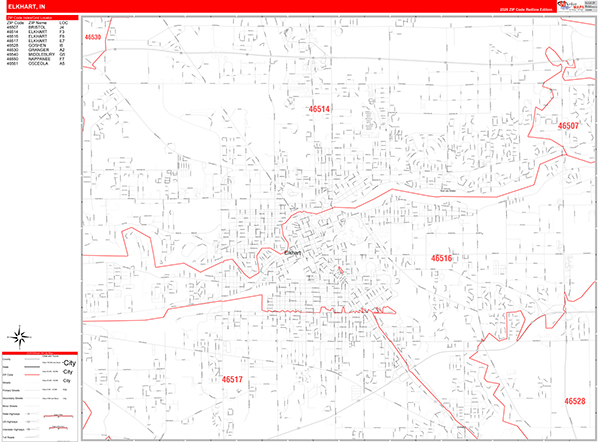 Elkhart, IN Zip Code Map