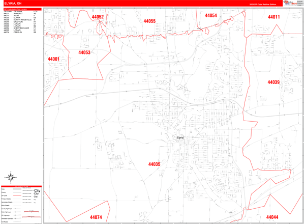 Elyria City Map Book Red Line Style