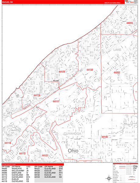 Euclid, OH Zip Code Map