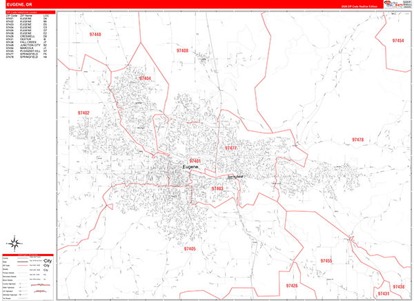 Eugene, OR Zip Code Map