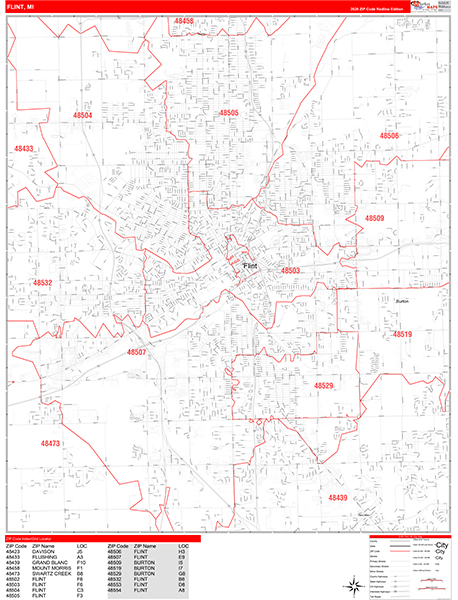 Flint, MI Zip Code Map