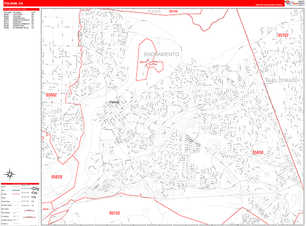 Folsom Map Red Line Style