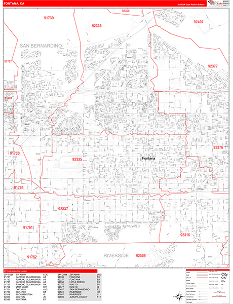 Fontana Map Red Line Style