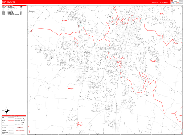 Franklin, TN Zip Code Map