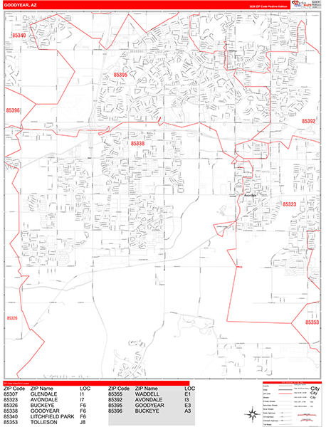 Goodyear, AZ Zip Code Map