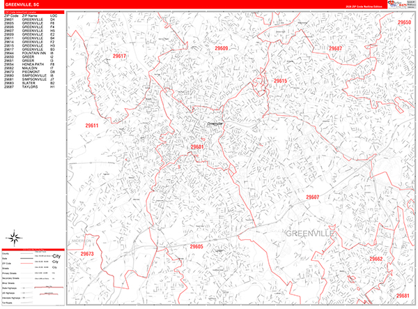 Greenville, SC Zip Code Map
