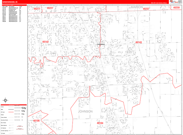 Greenwood, IN Zip Code Map