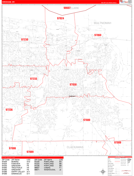 Gresham City Digital Map Red Line Style