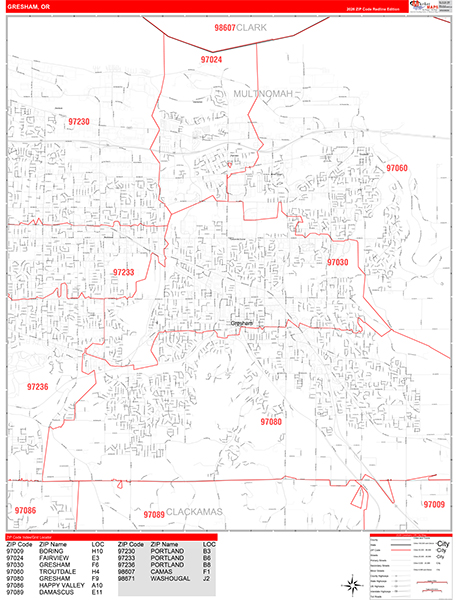 Gresham, OR Zip Code Map
