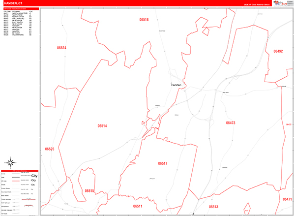 Hamden, CT Zip Code Map