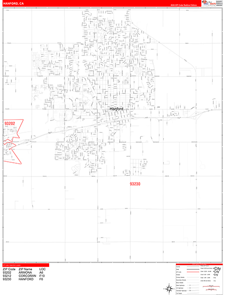 Hanford Map Red Line Style