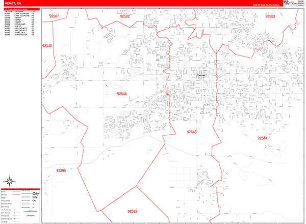 Hemet Map Red Line Style