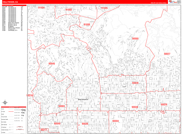 Hollywood, CA Zip Code Map