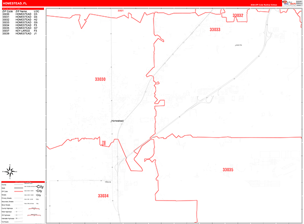 Homestead, FL Zip Code Map