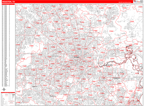 Houston, TX Zip Code Map